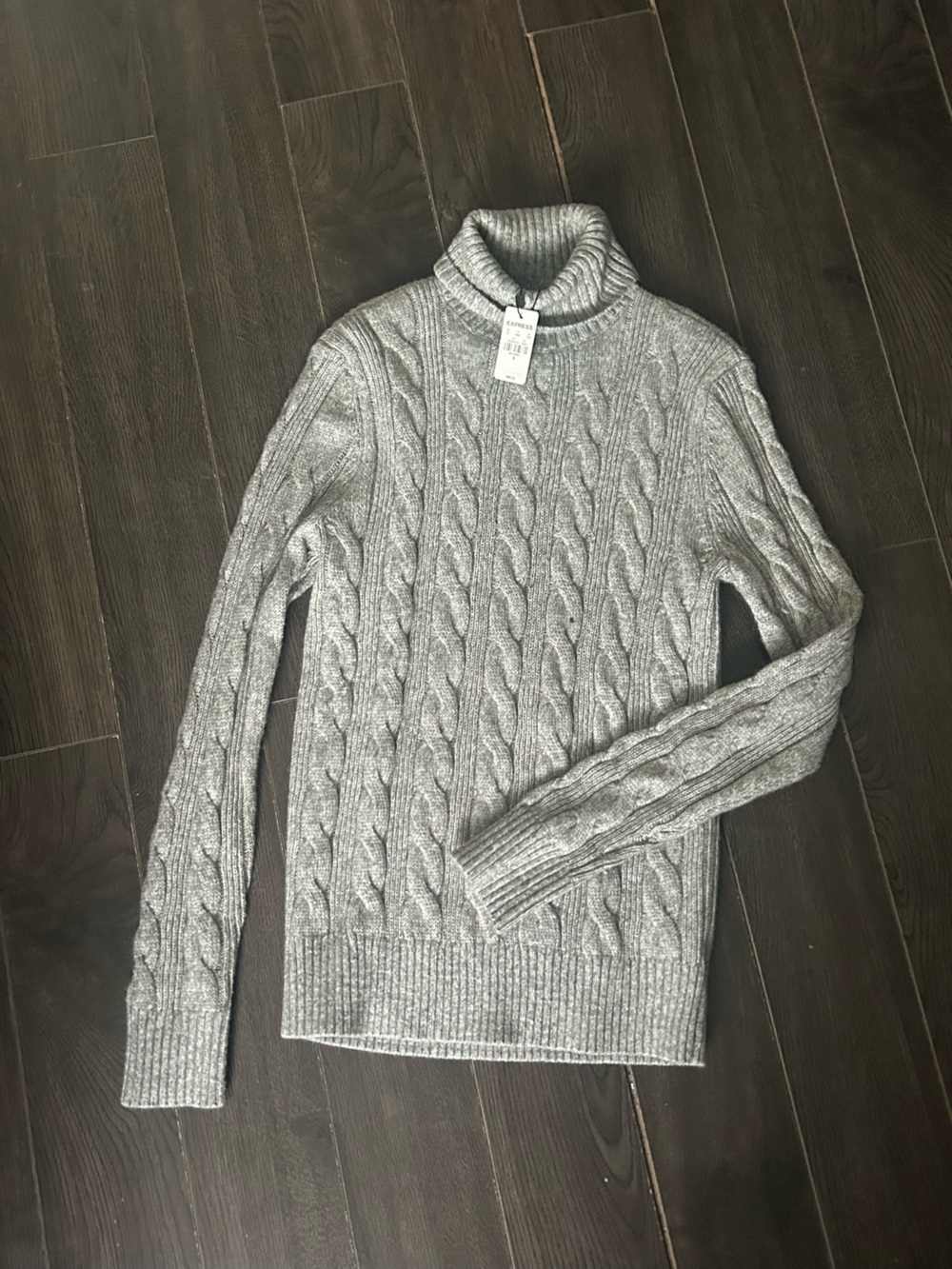 Express Cozy Gray Cable-Knit Sweater S